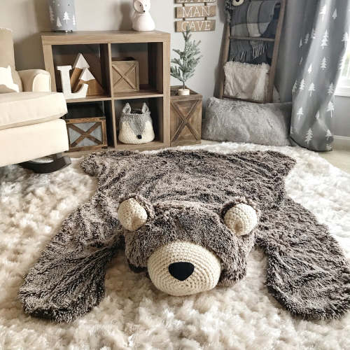 Large Brown Frosted Minky Bear Rug | Bear Nursery Rug – ClaraLoo