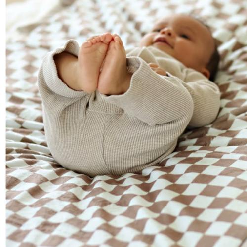 Checkered Milk Chocolate Blanket | Minky Couture