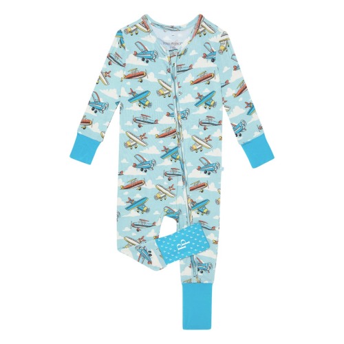 Plane Fitted Convertible Footie Pajamas, 9-12M