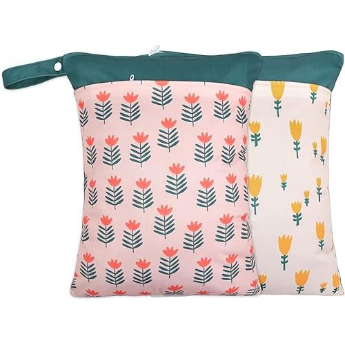 2 Pack Wet Dry Bags for Baby Cloth Diapers & Breast Pump Parts