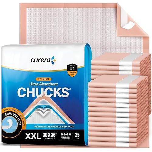 Chucks® Premium Disposable Underpads 30”x36” Ultra Thick Super Absorbent Chux Incontinence Bed Pads Disposable Adult with Adhesive Tape, Extra Large Pee Pads, Pet Training Pads 30x36 [25-Pack]
