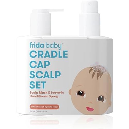 Frida Baby Cradle Cap Treatment, Cradle Cap Shampoo for Babies + Flake Fixer Scalp Spray, Cradle Cap Kit Soothes Baby's Scalp, Prevents Dryness and Flakes