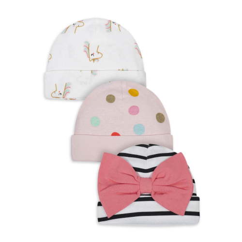 Gerber Organic Cotton Baby Girl Rainbow Cap, 3 Pack
