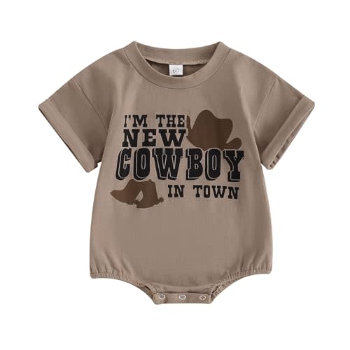 Lamuusaa Western Baby Girl Boy Clothes Cow Print Embroidery Romper Short Sleeve Bodysuit One Piece Summer Clothes