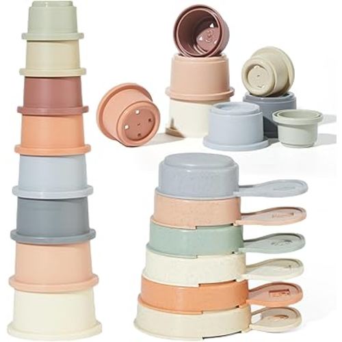 Baby Bath Toys for Kids Ages 1-3 14 PCS Mold Free Toddler Bath Toys for 2-4 Bathtub Water Toys Stacking Cups for Babies 6-12 Months Early Learning Educational Gifts