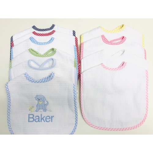 3 Marthas Large Pique Bib with Monogram/Name and Design