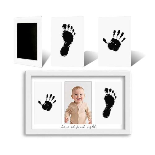 White Inkless Baby Hand and Footprint Kit – Clean Touch Pad & Keepsake Frame for Newborns, Boy or Girl – Safe No-Mess Handprint & Footprint for Infant, Dog Paw Print, Nursery Decor (White)