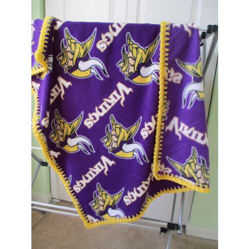 MINNESOTA VIKINGS Baby Blanket, Fleece and Hand Crochet Edge