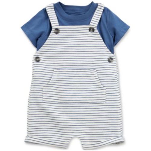 Baby Boys 2-Pc. Cotton T-Shirt & Striped Shortall Set