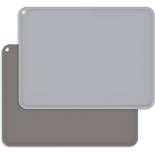 Toddler Placemat, Silicone Placemats for Kids Toddler Children Reusable Non-Slip Table Mats Baby Food Mats for Restaurant, 2 Set,Darkgrey&LightGrey