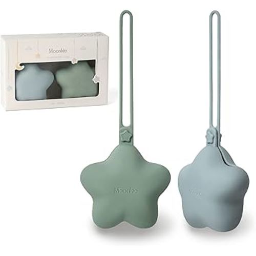 Moonkie Silicone Pacifier Holder Case, Cute Portable Pacifier Storage Case, 2 Pack