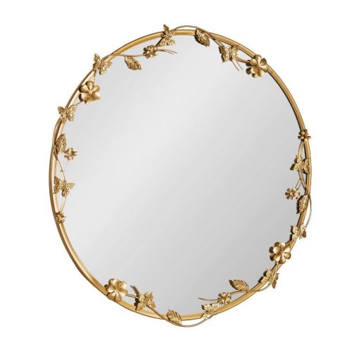 Kate & Laurel All Things Decor 26"X26" Rosella Floral Wall Mirror Metal Gold