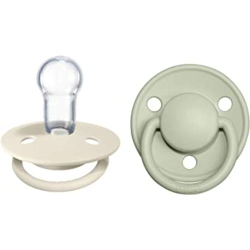 BIBS Pacifiers - De Lux Collection | BPA-Free Baby Pacifier | Made in Denmark | Set of 2 Ivory/Sage Color Premium Soothers | Size One Size