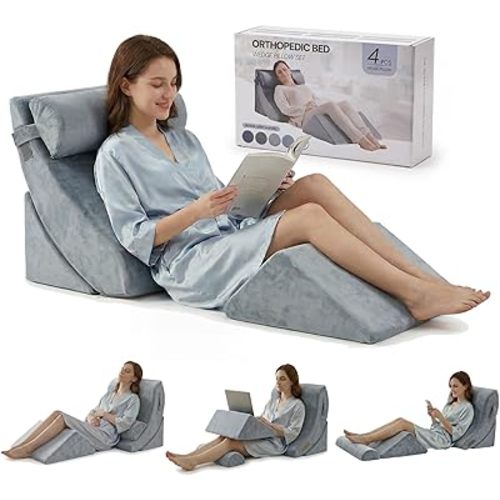Axelrod Orthopedic Bed Wedge Pillow Set, Post Surgery Foam for Back, Neck and Leg Pain Relief Comfortable & Adjustable Ortho Pillows- Anti Snoring, Heartburn, Acid Reflux & GERD Sleeping Navy
