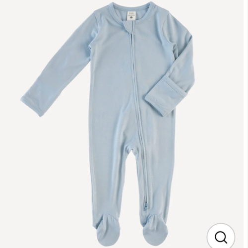 long sleeve two way zipper footie | celestial blue | bamboo