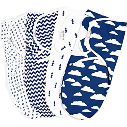 BaeBae Goods Swaddle Blanket, Adjustable Infant Baby Swaddling Wrap Set of 4, Baby Swaddling Wrap Blankets for Boys and Girls Made in Soft Cotton (3-6 Months)