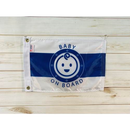 Baby On Board Boat Flag: All Weather Nylon, Made in USA (12x18")