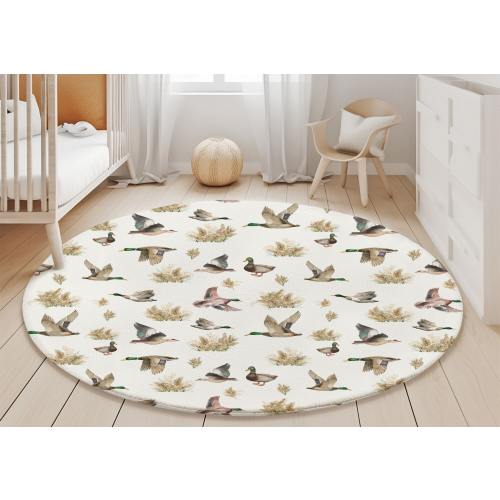 Round Mallard Ducks Area Rug, Baby room mallard ducks carpet, ducks nursery rug, hunting theme baby Nursery rug, baby carpet