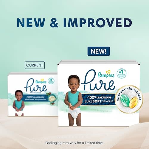 Pampers Baby Diapers - Pure Protection - Size 2, 74 Count, for up to 100% Leakproof, Premium Plant-based Skin Protection