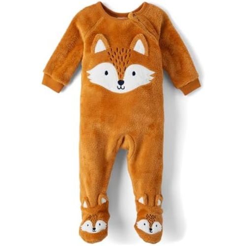The Children's Place Baby Boys' and Toddler Fleece Zip-Front One Piece Footed Pajama