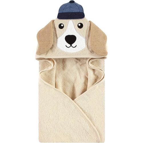 Hudson Baby Unisex Baby Cotton Animal Face Hooded Towel, Baseball Dog, One Size