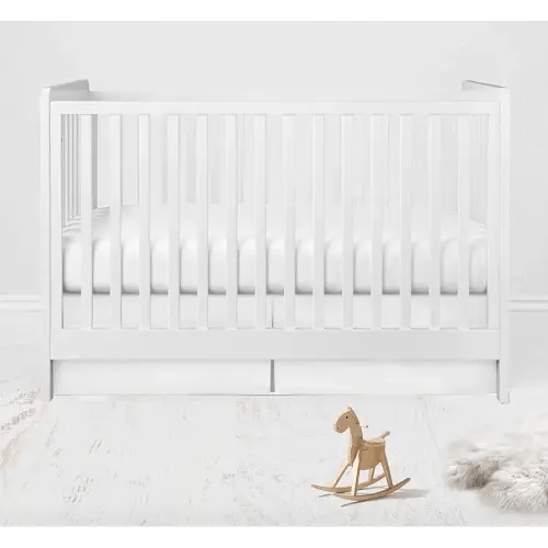 Crib or Toddler Bed Skirt or Dust Ruffle Mix N Match Solid White