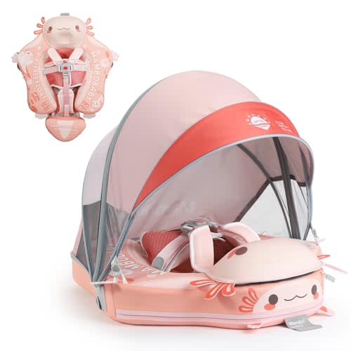 Mambobaby Float Deluxe Baby Pool Float: Safe & Comfortable Swim Trainer for Infants & Toddlers, Non-Inflatable Design, UV Protection Canopy, Fun Water Experience for Ages 3-24 Months