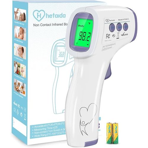 Digital Thermometer for Adults and Kids, No Touch Forehead Thermometer for Baby, 2 in 1 Body Surface Mode Infrared Thermometer with Fever Alarm and Instant Accuracy Readings