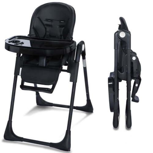 AILEEKISS Portable Folding High Chair for Baby, Toddler Eating Chair with Detachable Double Trays, Grey