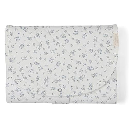 Makemake Organics Organic Portable Changing Pad GOTS Certified Organic Cotton Fill Portable Diaper Changing Mat Diaper Clutch Changing Station Kit Compact Travel Pad (33"x34", Mini Roses)