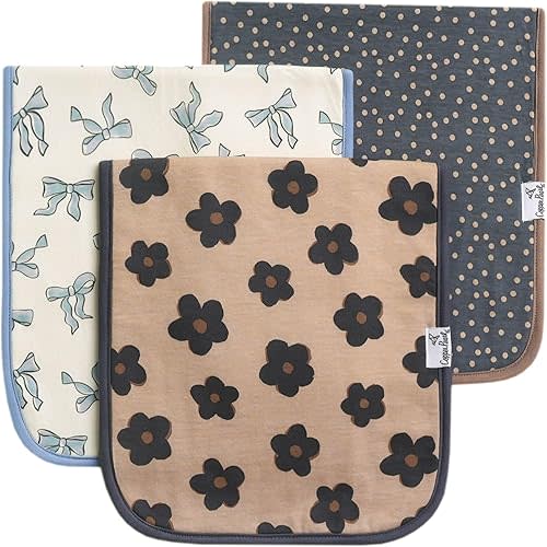 Baby Burp Cloth Large 21''x10'' Size Premium Absorbent Triple Layer 3-Pack Gift Set "Gemma in Tan" by Copper Pearl