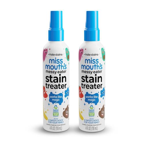 Miss Mouth's Messy Eater Stain Treater Spray - 4oz 2 Pack Stain Remover - Newborn & Baby Essentials - No Dry Cleaning Food, Grease, Coffee Off Laundry, Underwear, Fabric