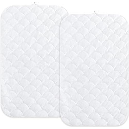 Joey + Joan Waterproof Bassinet Mattress Pad Cover Compatible with ANGELBLISS Baby Bassinet – 2 Pack Quilted Mattress Protector Made from Ultra Soft Bamboo Viscose Terry – 21" x 33"