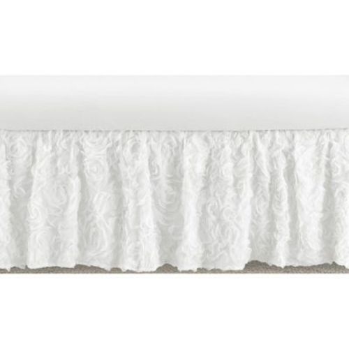 Sweet Jojo Designs Girl Baby Crib Bed Skirt Rose Collection Solid White