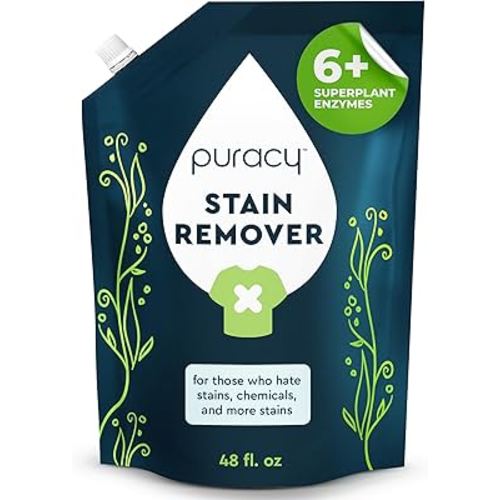 Puracy Stain Remover, Natural Travel and Laundry Stain Cleaner for Clothes, Baby Essentials, Kids Stains, Oil and Fabric Spot Cleaner, Unscented (Stain Remover Spray, 48 fl oz)
