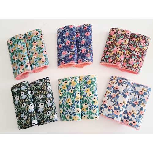 Rifle Paper Co Rosa Floral - Reversible 4" Infant Car Seat Strap Covers