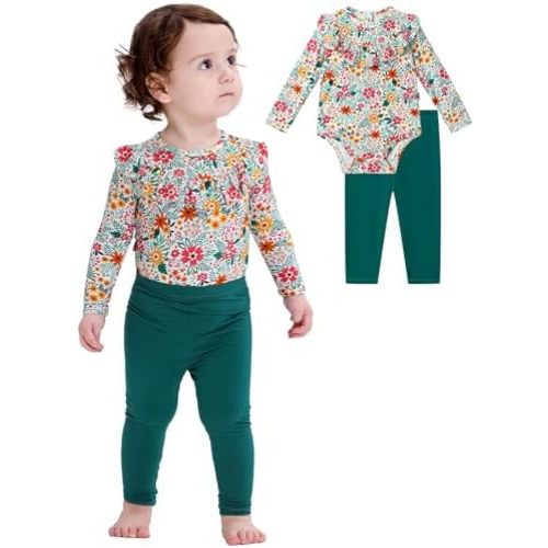 Bamboo Viscose Baby Girls' Clothing for Winter and Fall Long Sleeve Bodysuit and Pants Baby Outfits