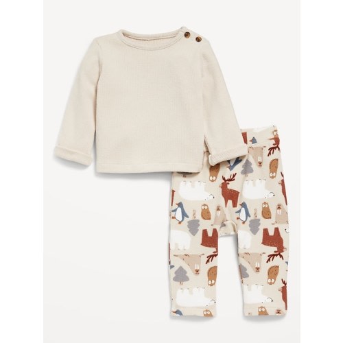 Thermal-Knit Buttoned-Shoulder Top and Pants Set for Baby | Old Navy