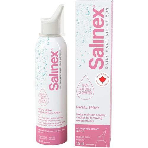 Salinex 100% Natural Seawater Nasal Spray | Ultra Gentle Stream | 125 ml, Pink
