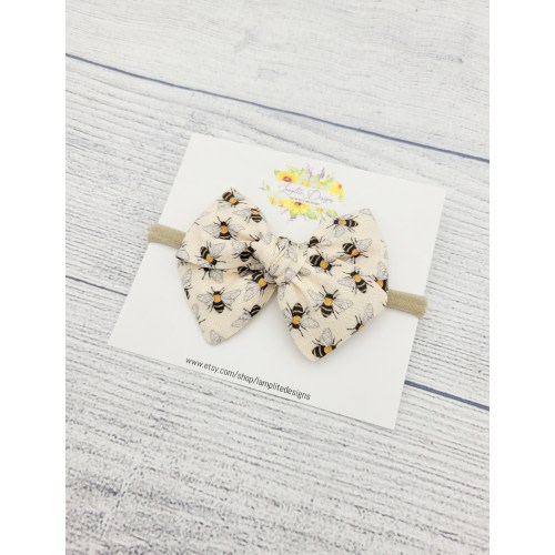 Honey Bee Fabric hair bows - bee hair bow - bee-day party - neutral hair bow - baby headband - baby shower gift - newborn bow - baby neutral