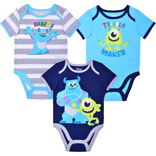 Disney Baby Boys' Monsters Inc. Sully Bodysuit (Pack of 3)
