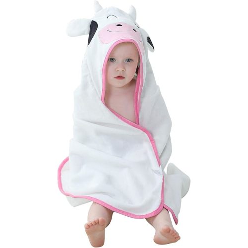 MICHLEY Unisex Baby Animal Hooded Bath Towel Soft Cotton Beach Swimming Bathrobe for 0-6T, Cow
