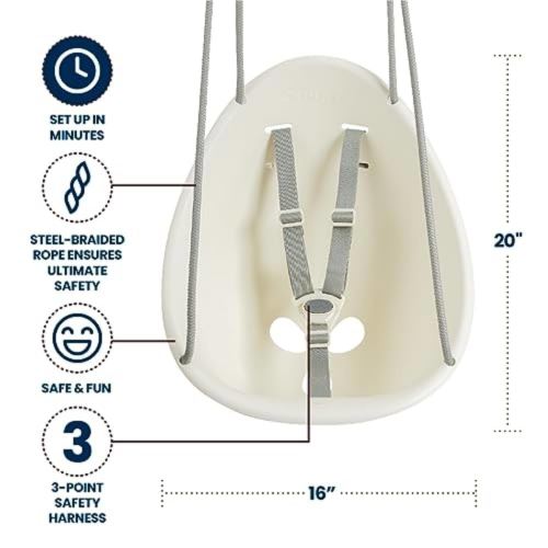 Swurfer Coconut Toddler Swing – Comfy Baby Swing Outdoor, 3- Point Adjustable Safety Harness, Secure, Safe Quick Click Locking System, Blister-Free Rope, Easy Installation, Ages 6-36 Months