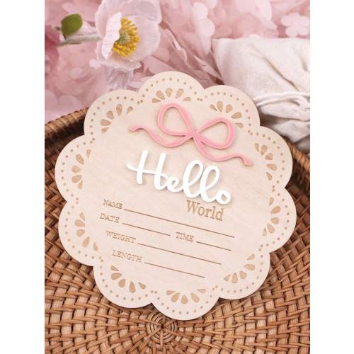 Hello Word Bow Decorative Newborn Baby Name Sign