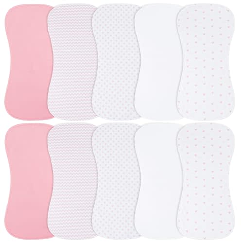 Benoxine 10-Pack Burp Cloths for Baby Boys and Girls - Organic Baby Burp Cloth,Baby Washcloths, Burp Rags, Large Neutral Burp Clothes for Newborn