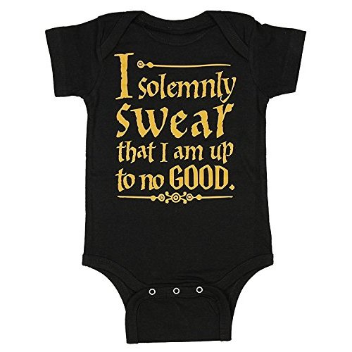 Harry Potter Unisex Baby I Solemnly Swear That I Am Up To No Good One Piece Bodysuit - Black (6 Months)