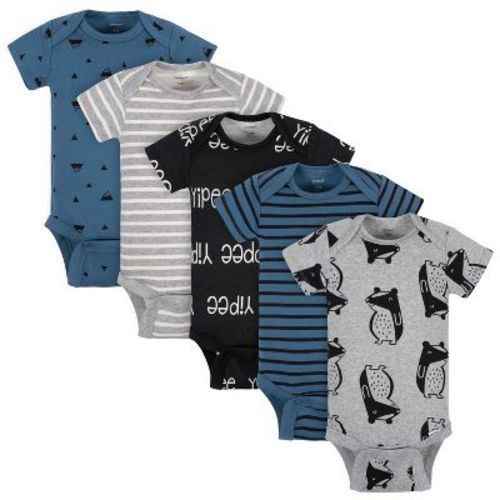 Gerber Baby Boys' 5-Pack Short Sleeve Bodysuits, Fox, 3-6 Months