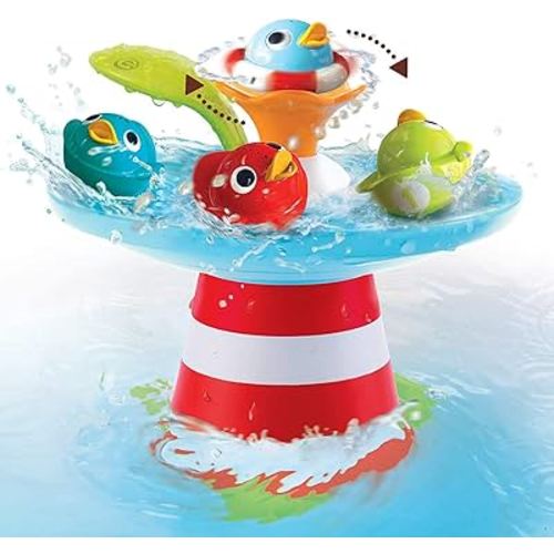 Yookidoo Duck Race Baby Bath Toy - Water Fountain and Four Racing Magical Ducks for Bathtime Sensory Development - Bath Time Fun 6 Months and Up