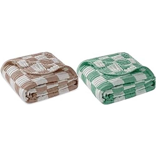 Ultra-soft Muslin Baby Blanket 2 Pack (Green and Coffee)
