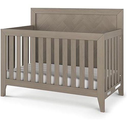 Child Craft Kieran 4-in-1 Convertible Crib, Baby Crib Converts to Day Bed, Toddler Bed and Full Size Bed, 3 Adjustable Mattress Positions, Non-Toxic, Baby Safe Finish (Crescent Gray)